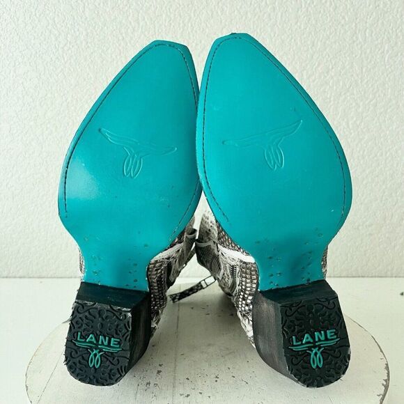 NEW Lane VICKSON Womens Cowboy Bootie 7.5 SnakeSkin Black Western Cowgirl Boots - Picture 8 of 11